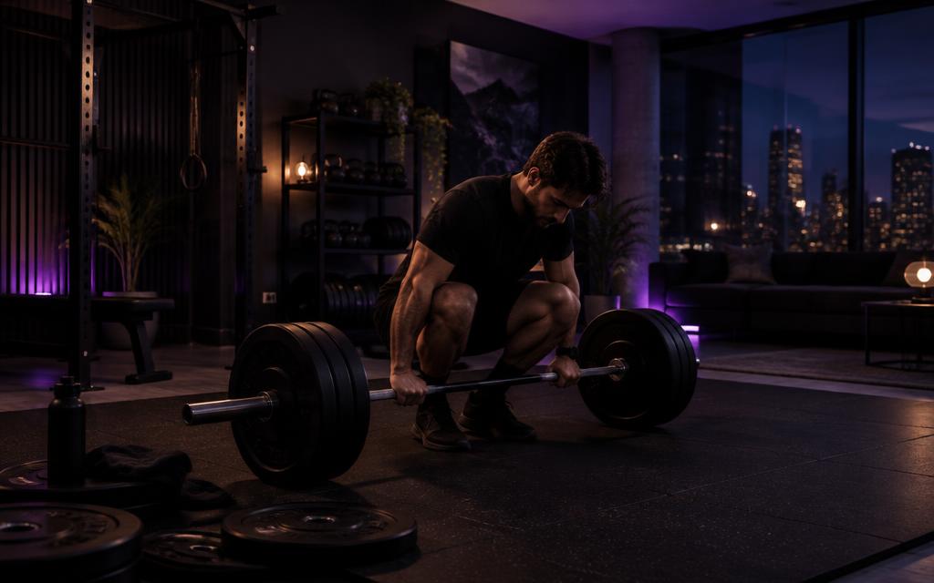 Barbell training in a home gym